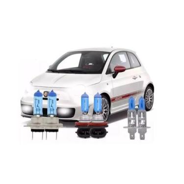 Imagem de Farol Fiat 500 Mexicano Kit Lâmpada Super Branca H7 H1 H11 - Blue Lion