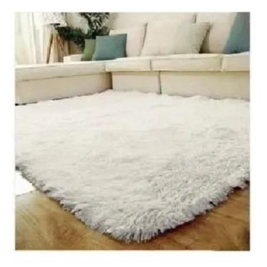 Imagem de Tapete De Sala Quarto Felpudo Peludo 1,40 X 1,00 Branco - Claudia casa
