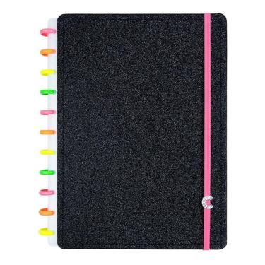 Imagem de Caderno Inteligente Lets Glitter Neon Black Grande 80 Folhas CIGD4145 Preto - CI