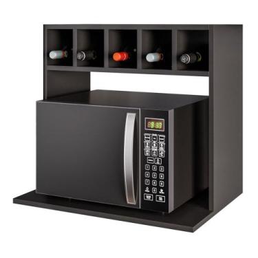 Imagem de Suporte Micro-Ondas Forno Armário Aéreo com Adega 60cm Lótus M24 Preto