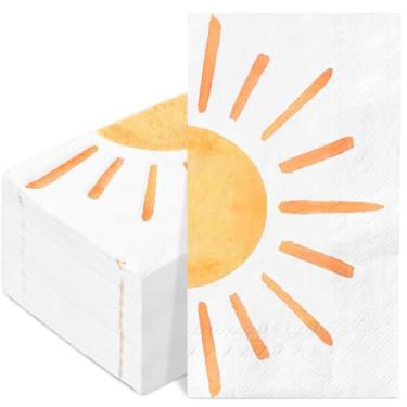 Imagem de JarThenaAMCS Guardanapos de papel de sol boho para convidados primeira viagem ao redor do sol guardanapos de banheiro toalha de mão descartável luz do sol para suprimentos de festa em casa