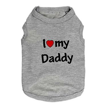 Imagem de Camiseta de cachorro de estimação I Love My Daddy Mommy colete presente fantasia roupas para filhotes pequenos gato gatinho yorkshire chihuahua poodle xícara de chá terrier coelho filhotes cachorros