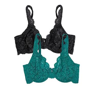 Imagem de Smart & Sexy Sutiã feminino exclusivo de renda sem forro com aro, Fanfare/tom preto, (38) 38C