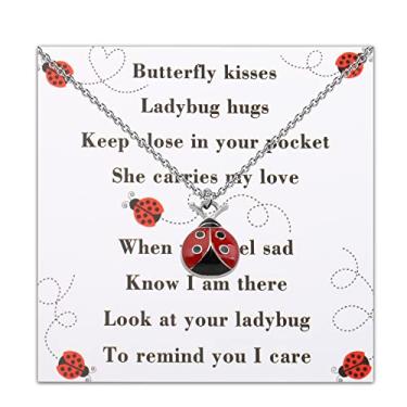 Imagem de BLEOUK Colar Ladybug Hugs Ladybug Missing You Gift Thinking of You Gift Send a Hug Ladybird Jewelry, Large, Metal, na unknow