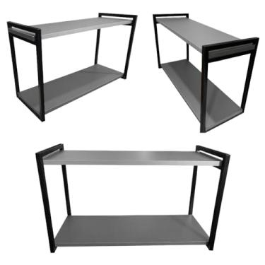 Imagem de Nicho Suspenso Multiuso Decorativo Industrial Metalon Mod. Duplo 40cm Suporta até 20kg(Cinza Escuro)