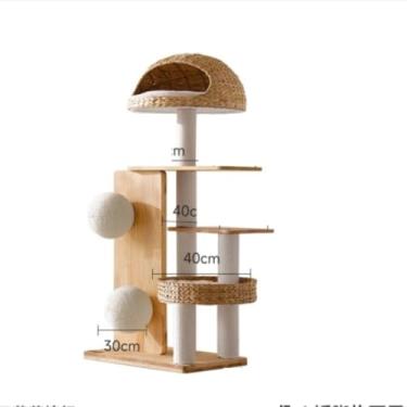 Imagem de Casa de parede de madeira com arranhador para gatos grandes, auxiliares de escalada e treinamento, brinquedo de vila, produtos para animais de estimação, acessórios para casa(G)
