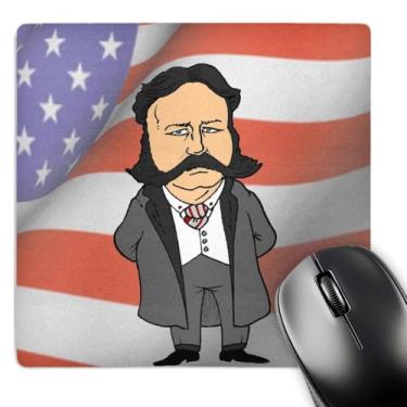 Imagem de 3dRose LLC 20 x 20 x 0,63 cm Presidente Chester A. Arthur com bandeira americana mouse pad (mp_61152_1)