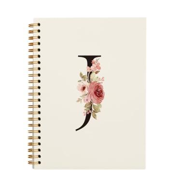 Imagem de OXW Caderno personalizado com letra J, caderno personalizado fofo para meninas da escola, presentes com monograma para mulheres, material escolar para meninas, presentes personalizados, caderno