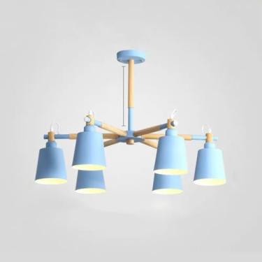 Imagem de Lustre Sputnik moderno de 8 luzes delicado LED macaroon luminária de pendurar madeira vintage para cozinha, ilha, sala de jantar, pia bar