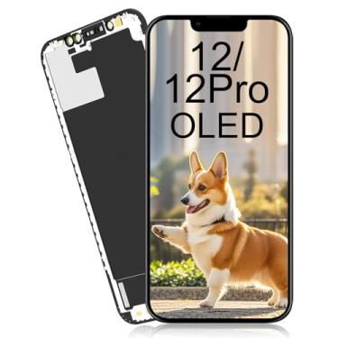Imagem de XLX Tela de substituição OLED para iPhone 12/12 Pro de 6,1 polegadas, tela digitalizadora 3D Touch Screen Frame Assembly para A2403, A2172, A2402, A2404, A2407, A2341, A2406, A2408 (OLED real, sem