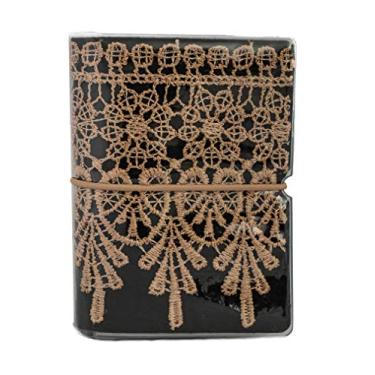Imagem de Carteira feminina para cartão de crédito e lealidade, porta-cupons, mini organizador de álbum de fotos, Black with Gold Lace, one size
