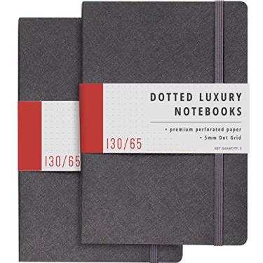 Imagem de Papercode Caderno Bullet Journal – Pacote com 2 cadernos pontilhados de capa macia de luxo – 130 páginas perfuradas, cinza