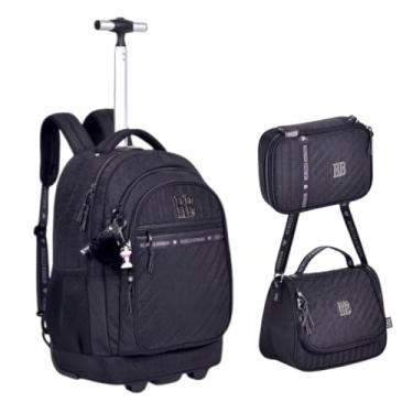 Imagem de Kit Mochila Rodinha Lancheira Estojo Rebecca Bonbon Crinkle (Preto)