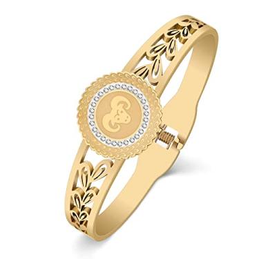 Imagem de YAYAKO Pulseiras de ouro 18 k com signos do zodíaco de aço inoxidável para mulheres, meninas, presentes de melhor amigo, Aço inoxidável, Strass