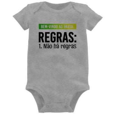 Imagem de Body Bebê Regras: Não há regras - Foca na Moda, Cinza, M