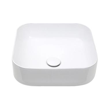 Imagem de Cuba de Apoio para Banheiro Quadrada Louça Cerâmica Lazulita Pingoo.casa - Branco