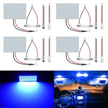 Imagem de LivTee Painel de luzes de LED com 194 168 2825 T10 W5W / DE3175 6428 / BA9S 64111/6418 DE3423 DE3425 / 211-2 569 578 adaptadores de substituição para luzes de porta-malas de leitura interiores de carro, azul