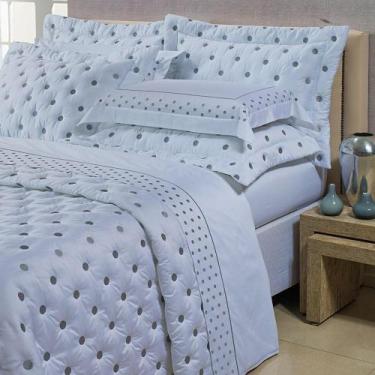 Imagem de Kit Cobre Leito Colcha Super King 100% Algodão 400 Fios Acetinado Bord