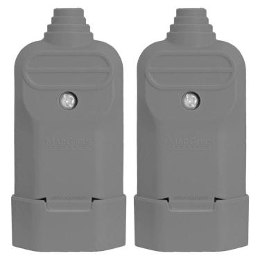 Imagem de 2 Tomada Plug Fêmea Prensa Cabo 2 Pinos Finos 10A Preta