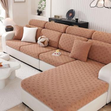 Imagem de WMLTZFUS Capa de sofá jacquard espessa para proteção de móveis, capa de sofá com tudo incluído, capa de sofá antiderrapante para animais de estimação, crianças cáqui ||P (apoio de cabeça)