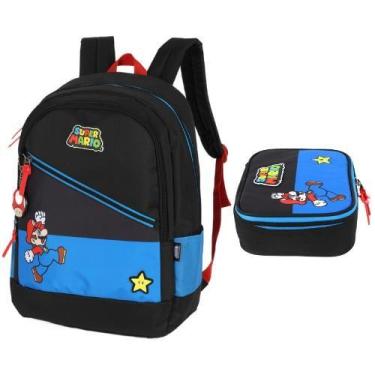 Imagem de Mochila Escolar Menino Costas Grande Super Mario Luxcel+Estjão 100 Pen