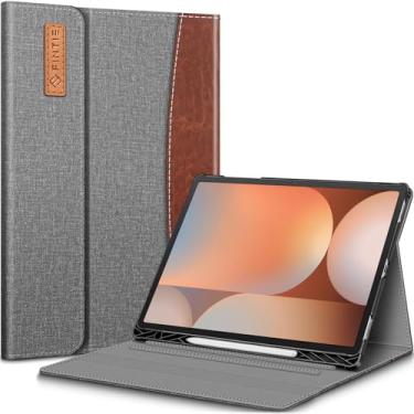 Imagem de Fintie Capa para Samsung Galaxy Tab S10 Plus 2024/ S9 FE Plus 5G 12,4 polegadas 2023 com suporte de caneta S integrado, carteira de vários ângulos com bolso hibernar/despertar automático, cinza/marrom