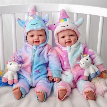 Imagem de Boneca Bebê Gêmeos BABESIDE - 43cm - Sorriso Realista - Para Menino e 