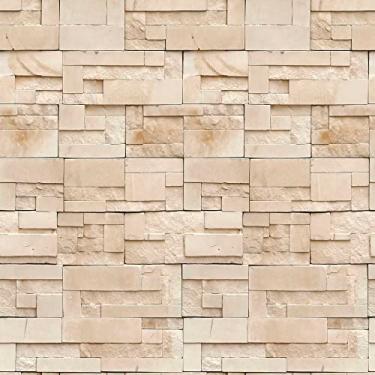 Imagem de Papel De Parede 5m Adesivo Efeito 3d Pedra Bege Lavável