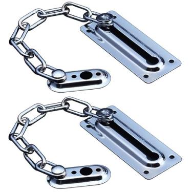 Imagem de 2 cadeados de corrente de porta, fechadura de porta de corrente premium, corrente de fechadura de porta com 6 parafusos, cadeados de corrente de aço inoxidável para porta interna