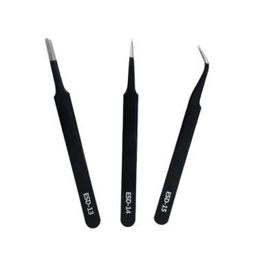 Imagem de 3PCS Tweezers Set, Diamond painting tools,Upgraded Anti-Static Stainless Steel Curved of Tweezers for Diamond painting, Electronics, Laboratory Work, Jewelry-Making, Craft, Soldering, etc.
