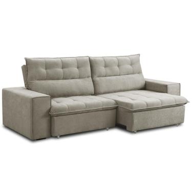 Imagem de Sofá Retrátil Reclinável 3 Lugares Sala De Estar 200cm Neruda F04 Linho Bege Escuro - Lyam Decor