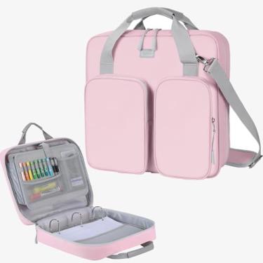 Imagem de egiant Fichário com zíper de 3 anéis de 10 cm com alça de ombro, alça durável e vários bolsos – fichário de 10 cm com zíper para meninas e meninos, compatível com laptop de 13 polegadas MacBook/tablet