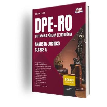 Imagem de Apostila DPE-RO  - Analista Jurídico - Classe A - Apostilas Opção