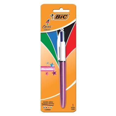 Imagem de Caneta 4 Cores 1un Bic Corpo Rosa Metálico