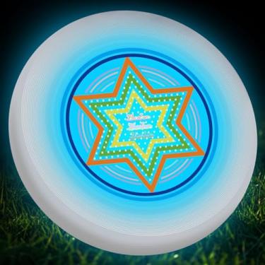 Imagem de ZhaoJum Disco voador de 49 LEDs com 16 milhões de cores RGB, 3 modos + recarregável + à prova d'água + 175 g, esportes legais e atividades ao ar livre para parques/acampamento/praia/quintais