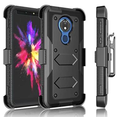 Imagem de Tekcoo Capa com clipe coldre para Moto G7 Power/Motorola Moto G7 Supra / E5 Plus / E5 Supra, [Tshell] Absorção de choque [tela embutida] Capa de transporte de corpo inteiro com cinto giratório seguro