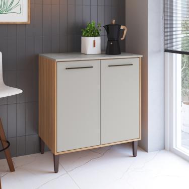 Imagem de Balcão para Cooktop 4 Bocas 2 Portas com Tampo Jade Delmarco - Freijo/Arenas