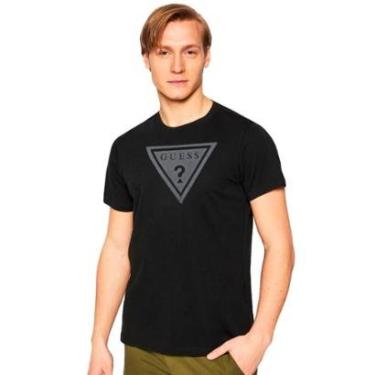 Imagem de Camiseta Guess Masculina Full Gray Logo Print Preta-Masculino
