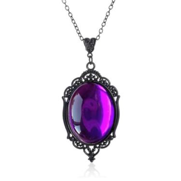 Imagem de Asiamist Colar gótico camafeu feminino vintage Stardust colar com pingente de cristal gótico em relevo gótico joia vitoriana de Halloween, Normal Size, Metal, Sem Pedra Preciosa
