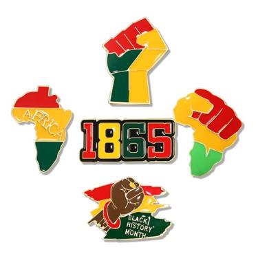 Imagem de YAHPERN Juneteenth Broches para Mulheres Negras Homens Alfinetes de Lapela Africana Esmalte 1865 Mapa Africano Punho Poder Punho Preto Queen Broche Alfinetes Africanos Juneteenth Acessórios Joias