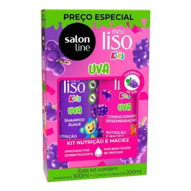 Imagem de Kit Salon Line Meu Liso Kids Uva Nutrição e Maciez Shampoo 300ml e Con