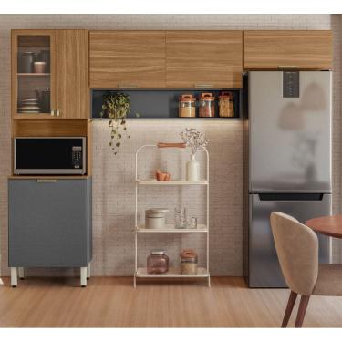 Imagem de Kit de Cozinha Compacta Alba 250m com Nicho Para Forno - Amêndola Touch/Grafito Prime Tx Demóbile 