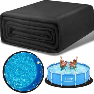 Imagem de Tmkit Forro de piscina redondo 340G/M² mais espesso de 4,7 m para piscinas acima do solo, acolchoamento resistente sob a piscina, tapete ecológico para forro de piscina, material geotêxtil durável
