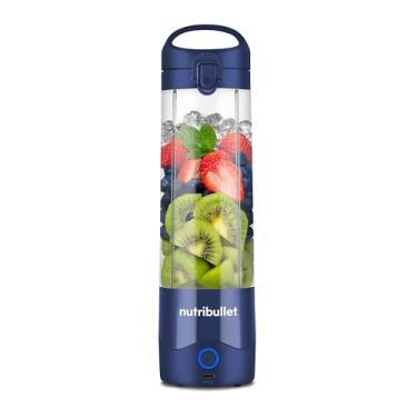 Imagem de nutribullet Liquidificador portátil, sem fio, recipiente de 590 ml, liquidificador pessoal para vitaminas, recarregável USB-C, azul marinho, NBPB50100NB