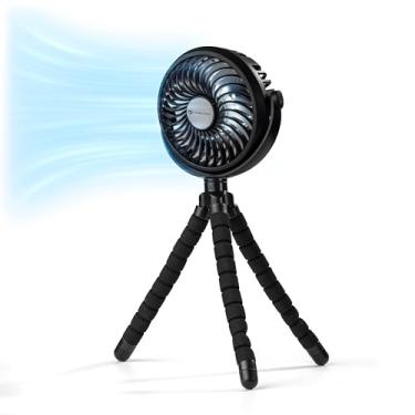 Imagem de Comfort Zone Ventilador de carrinho de bebê flexível de 3 velocidades de 4 polegadas, recarregável, tempo de carregamento de 2 a 3 horas, retenção segura, preto