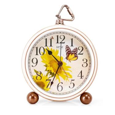 Imagem de Relógio de mesa retrô, despertador vintage de 12 cm de borboleta, silencioso, sem tique-taque, alimentado por bateria, despertador alto para pessoas com sono pesado, relógios de mesa decorativos