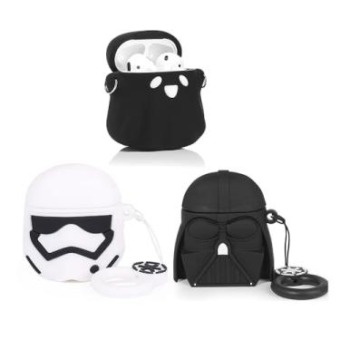 Imagem de (Pacote com 3) Capa para Airpods 1 e Airpods 2, Capa protetora de silicone Suublg com design de pele engraçado e fofo, com chaveiro