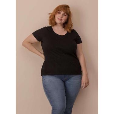 Imagem de Camiseta Plus Size Feminina Preta 100% poliéster para Sublimar Barata Revenda Presente
