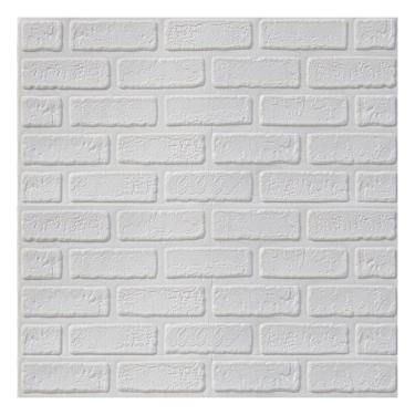 Imagem de Painel Placa 3d Auto Adesivo Tijolo à Vista Branco 70x70cm