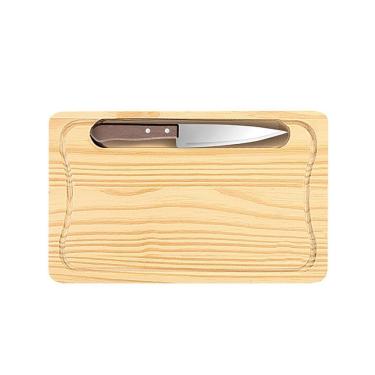 Imagem de Tábua De Carne De Madeira Pinus Com Faca - Stolf